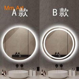 Mirrors 60cmCustomized Smart Round Mirror Bathroom Led Makeup Wall Hanging With Light Touch Anti-Fog Luminous
