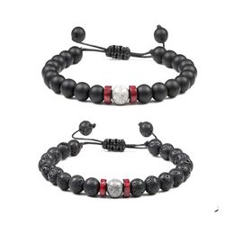 Charm Bracelets 8Mm Black Lava Stone Beads Weave Diy Aromatherapy Essential Oil Diffuser Bracelet Couples Jewelry Drop Delivery Dhype