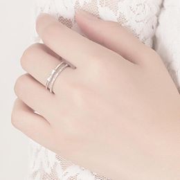 Cluster Rings Simple Style Silver Ring Girl 925 Sterling Bow Opening Design Adjustable Size Solid Female Charm Jewellery