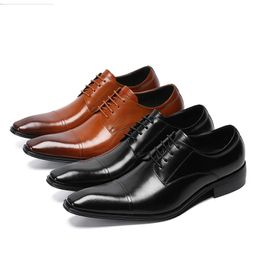 Genuine Leather Men Oxford Shoes British Business Formal Derby Shoes Lace Up Wedding Dress Shoes Male Brogues
