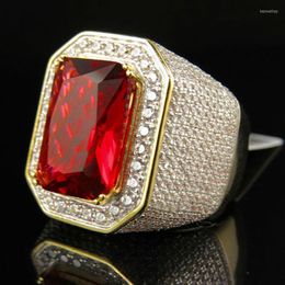 Cluster Rings DIWENFU 14K Yellow Gold Jewelry Ruby Ring For Men Fine Anillos De Red Topaz Gemstone Bizuteria Party Birthstone Box