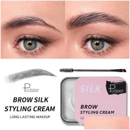 Eyebrow Enhancers Pudaier Brow Silk Styling Cream Long Lasting Setting Gel Makeup Natural Vitamin E Waterproof Tint Feathery Brows D Dhpon