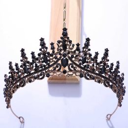 Tiaras Luxury Colourful Crystal Rhinestone Crowns Wedding Hair Accessories Princess Queen Diadems Baroque Black Tiaras Women Jewellery Z0220