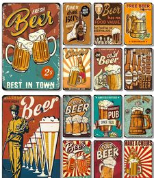 Beer Retro Metal Poster Drink Vintage Tin Signs Kitchen Bar Club Wall Art Decorative Plaque for Modern Home Room Decor Aesthetic20x30cm Wo3