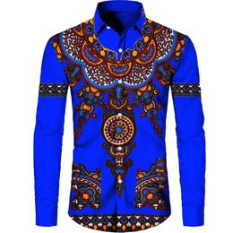 Men's Casual Shirts Trendy African Men's Turn Down Collar Short/full Sleeve Shirt Plus Size Men Ethnic Primitive Tribal 3D Printed Button Blouses 230220