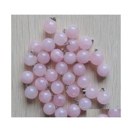 Charms Natural Stone Ball Waterdrop Shape Pink Rose Quartz Pendants For Jewellery Making Diy Necklace Earrings Drop Delivery Findings Dhe1J