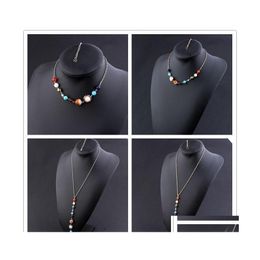 Charm Bracelets Universe Galaxy The Eight Planets In Solar System Guardian Star Natural Stone Beads Necklace For Women Drop Delivery Dhnpw