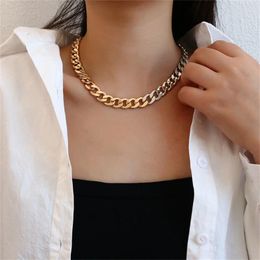 Chains Stainless Steel Punk Miami Cuban Choker Necklace Girl Tarnish Free Hip Hop Big Chunky Contrast Gold Color Thick Chain NecklaceChains