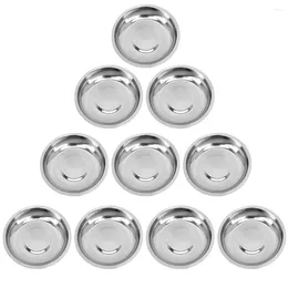 Bowls 10 Pcs Cake Tray Condiment Dish Japanese Bowl Set Saucers Cheese Snack Flavor Small Plate Stainless Steel