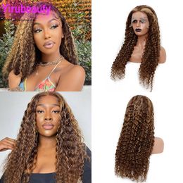 10-32inch 150% 180% 210% Density 13X4 Lace Front Wig Kinky Curly Brazilian Human Virgin Hair 27# Colour Yirubeauty Products