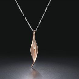 Chains Rose Gold Plated Polished Feather Shaped Pendant Chain Necklace For Women Girls Fashion JewelryChains