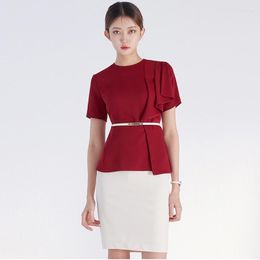 Work Dresses Office Lady 2 Pieces Suit Business Women Elegant Short Sleeve Summer Workwear Sets Female Skirts Uniform Suits