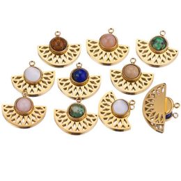 Charms 5Pcs/Lot Wholesale Bk Mixed Stainless Steel Gold Boho Sector Earring Dangles Pendants For Diy Necklace Jewellery Making Dhg9E