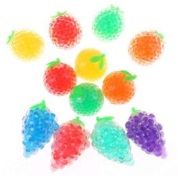 1pc Light Up Toy Up Fruit Squeeze Ball Squishy Mesh Net Stress Reliever Children Toy 3Colors Fun Kids Kawaii Squeeze Toy239c