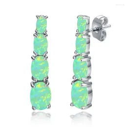 Stud Earrings Trendy Silver Plated Layer Oval Shape 3 Colours Opalite Opal For Women Charm Jewellery