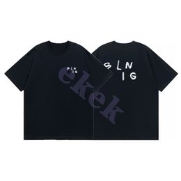 Fashion Brand Mens T Shirt Graffiti Front Inscribed Letter Print Short Sleeve Round Neck Summer Loose T-shirt Top Black