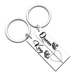 Stainless Steel Keychain Pendant Queen and King Couple Keychains Keyring Valentines Day Gift Key Chains