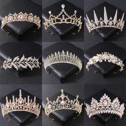 Tiaras Gold Colour Crystal Rhinestone Crown Tiara For Women Bride Luxury Prom Party Diadem Wedding Bridal Hair Accessories Jewellery Crown Z0220