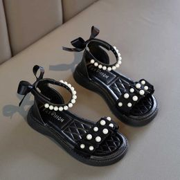 Sandals Children Girls Beading Sandals Bow Fashion Roman Princess Sandals Non-slip Breathable Solid Soft Kids Sandals for giles R230220