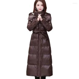 Women's Trench Coats Plus Size Women's Long Hooded Down Cotton Jacket Winter Warm Cold Padded Outerwear Casual Parka Overcoat Abrigo
