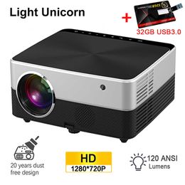 Projectors Light Unicorn M51 LED 1280720P Projector Portable HDMIcompatible Option Video LCD Proyector 120ANSI Beamer Home Theater Cinema J230221