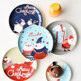 Plates Christmas Ceramic Plate Cartoon Hand-painted Steak Fruit Bone China Western Year's Day Year Gift