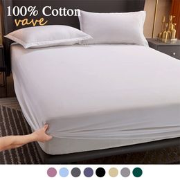 Mattress Pad 100% Cotton Fitted Sheet with Elastic Bands Non Slip Adjustable Covers for Single Double King Queen Bed 140160200cm 230221