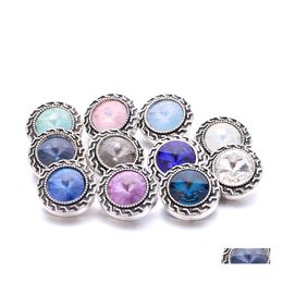 Clasps Hooks Round Crystal Snap Button Jewellery Findings Rhinestone 18Mm Metal Snaps Buttons Diy Necklace Bracelet Jewelery Drop De Dhtmb