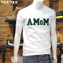 Men's T-Shirts Simple Letter Men's Tshirt 2022 Summer New Slim ONeck Youth Short Sleeve Fashion Mercerized Cotton HighQuality Top Clothes Z0221