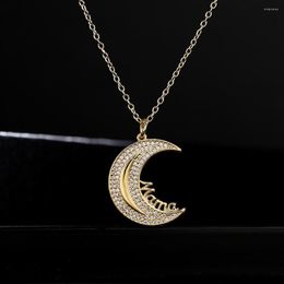 Pendant Necklaces BUY 2023 Fashion MAMA Moon Shape Necklace For Women Gold Color Copper Cubic Zirconia Jewelry Gift Mother