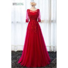 Casual Dresses Ruby Tulle Lace Beading Half Sleeves Scoop FloorLength ALine Mother Of The Bride 230221