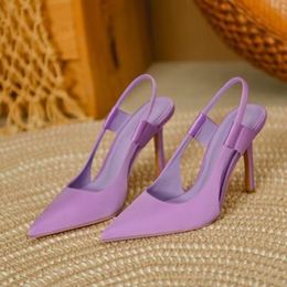Sandals Spring Brand Women Slingback Punta Slitta di punta su sottili tacco alto donna elegante scarpe drss 230220