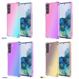 Gradient Airbag Shockproof Cases For Samsung S23 Plus Ultra A23E 5G A14 A54 A04E 4G A34 A04 Core Soft TPU Four Corners Air Bag Anti Shock Cover Clear Phone Back Skin Case