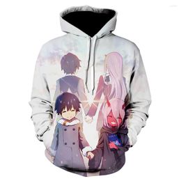 Men's Hoodies Darling Franxx 3D Anime Boys/girls Cap Couple Boys Girls Hooded Hip Hop Cartoon 2023 Fashion Pullovers Harajuku