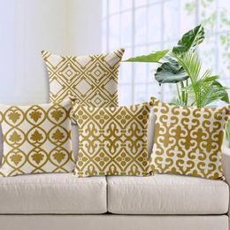 Pillow Golden Geometric Cover Nordic Geometry Yellow Home Chair Sofa Decorative Pillowcases