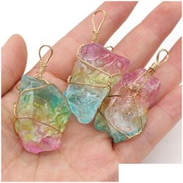 Charms Natural Stone Crystal Quartzs Pendants For Necklaces Earrings Accessories Jewellery Making Diy Size 30X5035X55Mm Drop Del Dhujr