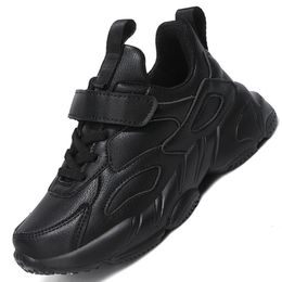 Spor ayakkabı deri nefes alabilen çocuk spor ayakkabıları sonbahar mesh çocuklar bebek spor ayakkabıları siyah beyaz yürümeye başlayan kızlar erkekler rahat koşu 230220
