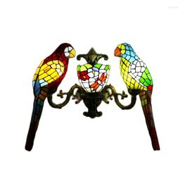 Wall Lamps Tiffany Parrots Birds Lamp Aisle Balcony Foyer Entrance Europe Vintage Porch Sconce Light D41801