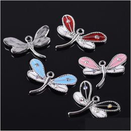 Charms 5Pcs 25X19Mm Dragonfly Enamel Metal Loose Pendants Beads Wholesale Lot For Jewellery Making Diy Findings Drop Delivery 20 Dhcal