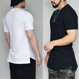 Men's T Shirts Fashion Male Hip Hop Shirt Solid Color Men's Casual Before Curved Hem Short Sleeved T-shirts Round Neck Street Wear