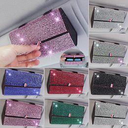 Interior Accessories Fashion Diamond Car Sun Visor Glasses Case Eye Sunglasses Organiser Glitter Ticket Card Clip Auto Snap-Clip Holder