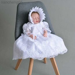 Girl's Dresses 1 Year Old Baby Girl Dress White Princess Wedding Formal Vestido Fashion Infantil Baptism Christening Baby Clothes RBF184016 W0221