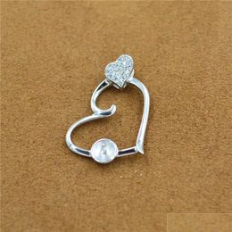 Jewelry Settings Ce Factory New Japanese And Korean Heart S925 Sier Drop Female Pearl Clavicle Pendant Mountings Diy Access Dhelw