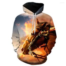 Men's Hoodies 2023 Foreign Trade Wear Hoodie Wild Horse Fine Animal 3D Digital Printing Man