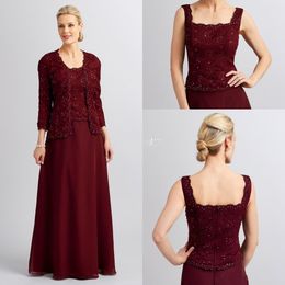 Casual Dresses Vintage Mother of the Bride with Three Quarter Sleeves Jacket Long Wedding Guest Party Gowns 230221