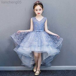 Girl's Dresses Flower Girl Dress Evening Dress Lace High Low Party Dress for Wedding Princess Dress Piano Performance Dress 2-13Y GD006 W0221