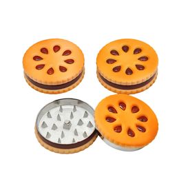 55mm Two Layer Tobacco Grinders Biscuits Shape Machine Weeds Spice Crusher Herb Grinder Smoke Manual Tobacco Grinder Herbal Metal Grinder Smoking Accessories