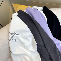 White Grey Couple's Patchwork Sweatshirts Designer Contrast Color Raglan Sleeves Loose Pullovers