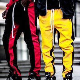 Men's Pants Color Stitching Sports Fashion Loose Straightleg Hiphop Style Trousers 230221