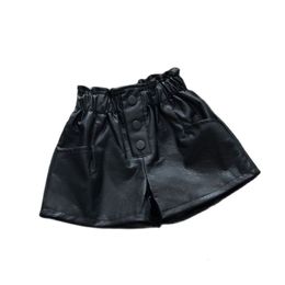 Shorts shorts pretos calças de couro meninas meninas bebê primavera p4439 230220